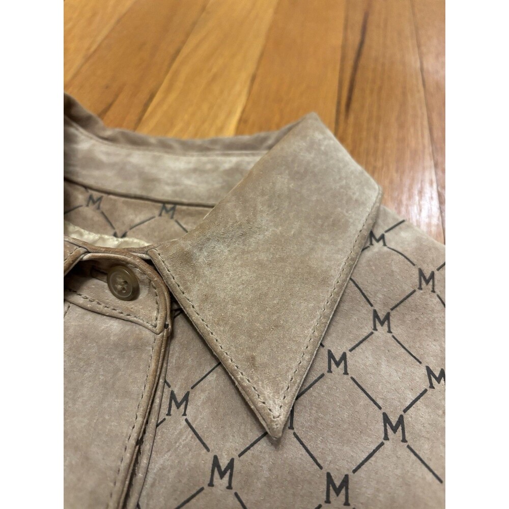 Wilsons Leather Maxima Vintage Monogram Suede Dress Trenchcoat Belted Brown S - Picture 10 of 16